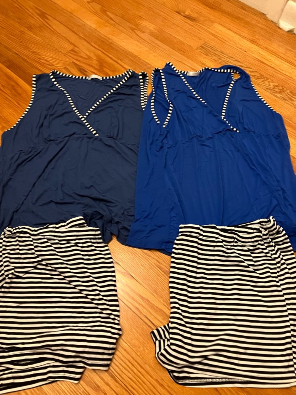 Navy & Royal Blue Striped Tank and Skirt Sets